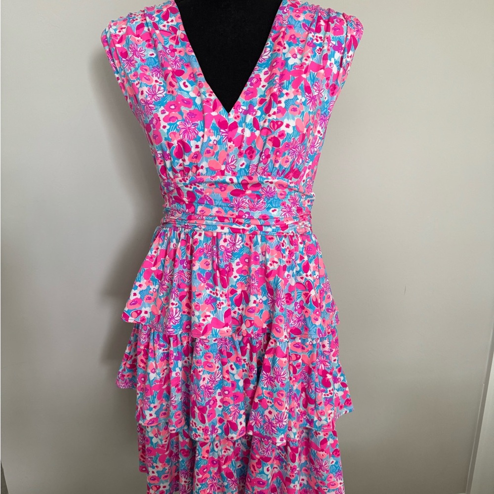 Lilly Pulitzer Faye V-Neck Ruffle Dress ‘Baby Bloomer’ Sz Ss - Picture 2 of 9